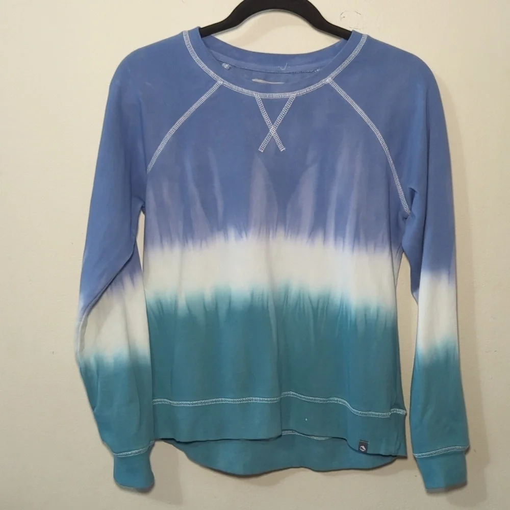 Ocean + Coast Tie-Dye Sweatshirt Blue + White Crewneck Girls Size XL